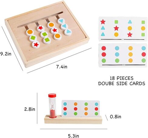 Montessori Learning Toy, Wooden Toys Color Shape Slide Puzzle Matching Brain Teasers Logic IQ Game Montessori STEM Preschool Educational Toys for Toddlers Kids Boys Girls in Kuwait