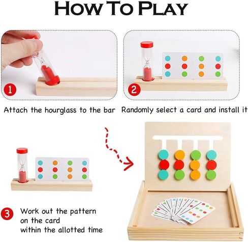 Montessori Learning Toy, Wooden Toys Color Shape Slide Puzzle Matching Brain Teasers Logic IQ Game Montessori STEM Preschool Educational Toys for Toddlers Kids Boys Girls in Kuwait