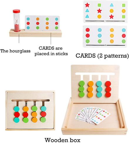 Montessori Learning Toy, Wooden Toys Color Shape Slide Puzzle Matching Brain Teasers Logic IQ Game Montessori STEM Preschool Educational Toys for Toddlers Kids Boys Girls in Kuwait