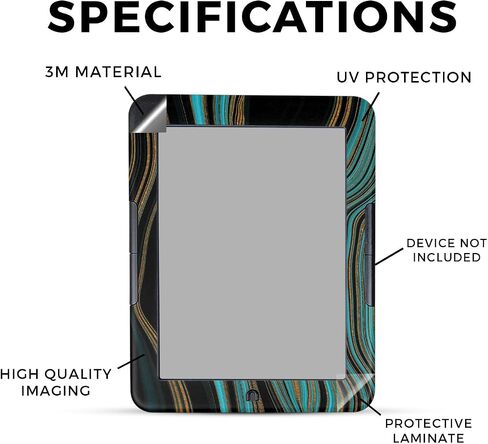 Carbon Fiber Tablet Skin Compatible with Barnes & Noble Nook GlowLight 4 (2021) - Aqua Swirl - Premium 3M Vinyl Protective Wrap Decal Cover - Easy to Apply | Crafted in The USA by MightySkins in Saudi Arabia