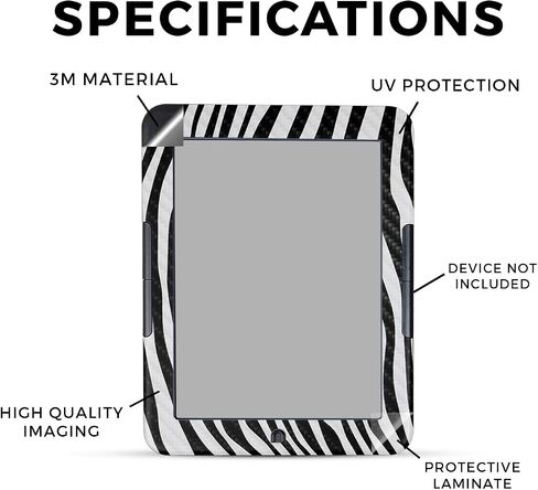 Tablet Skin Compatible with Barnes & Noble Nook GlowLight 4 (2021) - Black Zebra - Premium 3M Vinyl Protective Wrap Decal Cover - Easy to Apply | Crafted in The USA by MightySkins in Saudi Arabia