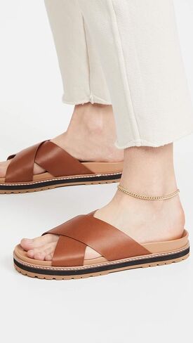 Madewell The Dayna Lugsole Slide Sandal in Leather English Saddle 5 M in Saudi Arabia