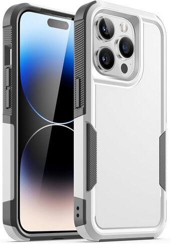 حافظة JETech لهاتف iPhone 14 Pro Max مقاس 6.7 بوصة، حماية قوية بطبقة مزدوجة شديدة التحمل، غطاء هاتف متين واقٍ مقاوم للصدمات مع ظهر غير لامع (أسود) in Saudi Arabia
