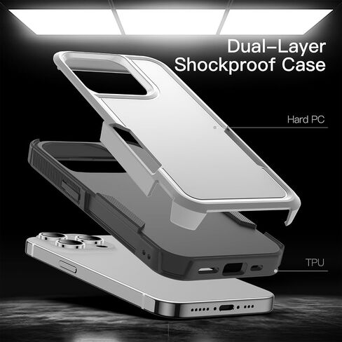 حافظة JETech لهاتف iPhone 14 Pro Max مقاس 6.7 بوصة، حماية قوية بطبقة مزدوجة شديدة التحمل، غطاء هاتف متين واقٍ مقاوم للصدمات مع ظهر غير لامع (أسود) in Saudi Arabia
