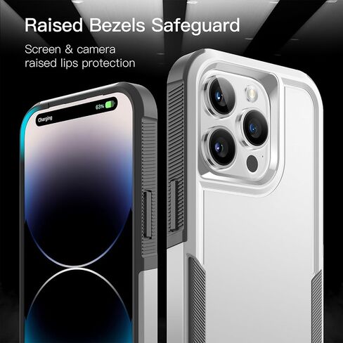حافظة JETech لهاتف iPhone 14 Pro Max مقاس 6.7 بوصة، حماية قوية بطبقة مزدوجة شديدة التحمل، غطاء هاتف متين واقٍ مقاوم للصدمات مع ظهر غير لامع (أسود) in Saudi Arabia