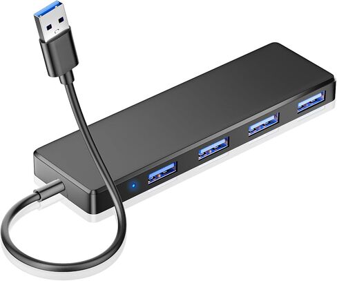 موزع USB 3.0، 4 منافذ USB A موسع USB صغير رفيع للغاية، محور USB متعدد لأجهزة الكمبيوتر المحمول، الكمبيوتر الشخصي، Xbox، محرك أقراص فلاش، HDD، وحدة التحكم، الطابعة، الكاميرا، لوحة المفاتيح، الماوس والمزيد in Saudi Arabia