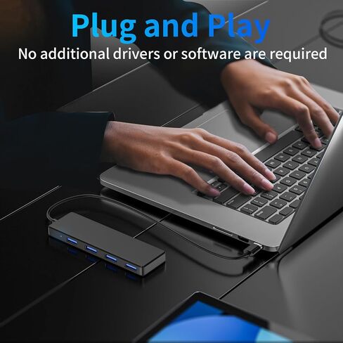 موزع USB 3.0، 4 منافذ USB A موسع USB صغير رفيع للغاية، محور USB متعدد لأجهزة الكمبيوتر المحمول، الكمبيوتر الشخصي، Xbox، محرك أقراص فلاش، HDD، وحدة التحكم، الطابعة، الكاميرا، لوحة المفاتيح، الماوس والمزيد in Saudi Arabia