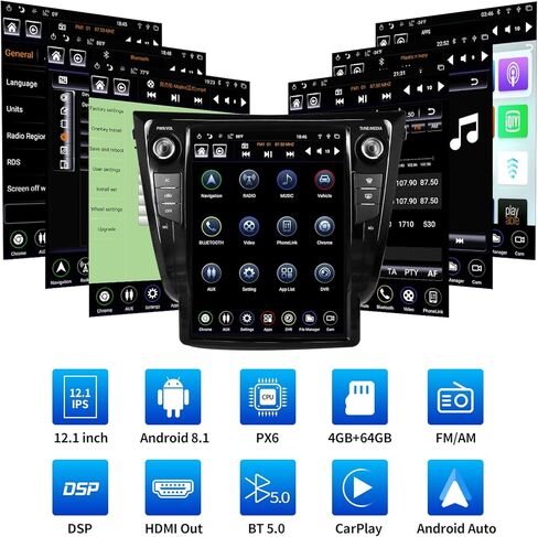 بديل راديو السيارة Cidava T-Style لسيارة Rogue 2013-2019 (AC - HI)، مشغل وسائط متعددة لوحدة رأس Android مقاس 12.1 بوصة، ملاحة GPS/PhoneLink/HDMI Out/AUX/Wi-Fi in Saudi Arabia