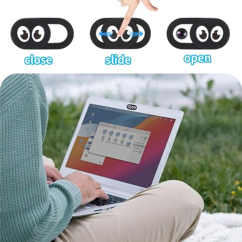 Thin Webcam Cover Slide, 8PCS Phone Laptop Camera Cover Slide Cute | Laptop Camera Blocker Slider Strong Adhesive Protect Privacy Security Compatible with Tablet Desktop PC Smartphones(Eye) in Saudi Arabia