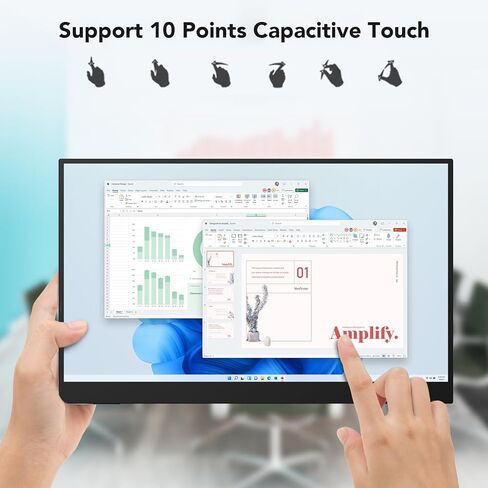 شاشة Eyoyo المحمولة 15.6 بوصة IPS 1080P شاشة تعمل باللمس USB-C HDMI شاشة ألعاب مع حامل قابل للتعديل 180 درجة ومكبرات صوت شاشة خارجية لأجهزة الكمبيوتر المحمول والهاتف Xbox PS5 in Kuwait