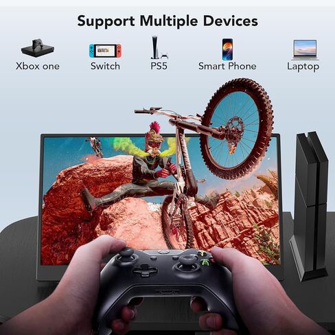 شاشة Eyoyo المحمولة 15.6 بوصة IPS 1080P شاشة تعمل باللمس USB-C HDMI شاشة ألعاب مع حامل قابل للتعديل 180 درجة ومكبرات صوت شاشة خارجية لأجهزة الكمبيوتر المحمول والهاتف Xbox PS5 in Kuwait