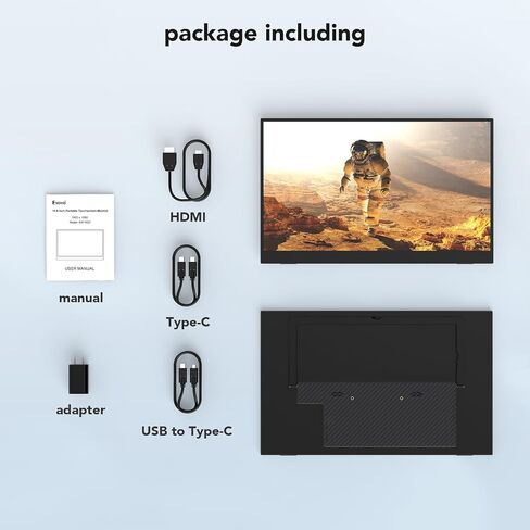 شاشة Eyoyo المحمولة 15.6 بوصة IPS 1080P شاشة تعمل باللمس USB-C HDMI شاشة ألعاب مع حامل قابل للتعديل 180 درجة ومكبرات صوت شاشة خارجية لأجهزة الكمبيوتر المحمول والهاتف Xbox PS5 in Kuwait