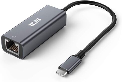 محول ICZI USB C إلى Ethernet، محول شبكة من الألومنيوم Thunderbolt 3 إلى 10/100/1000 Gigabit LAN RJ45 متوافق مع Apple MacBook Pro وiPad Pro 2019 وGalaxy S9 والمزيد - رمادي in Saudi Arabia