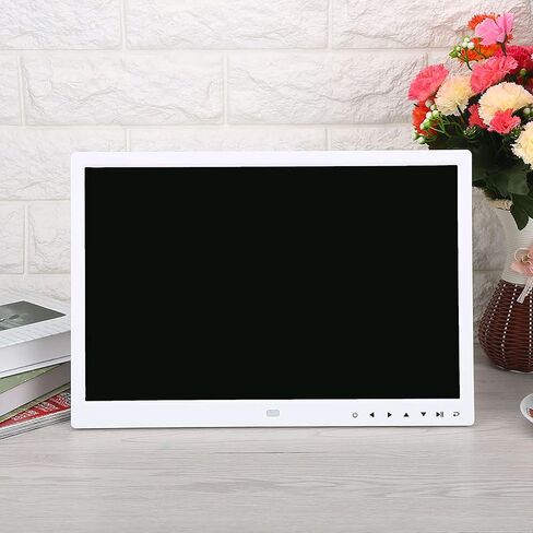 Digital Photo Frame, 15 Inch Digital Photo Frame 1280 * 800 TFT LED Screen with Touch Buttons, MP3 / 4 Movie Player, Alarm Clock (White) in Saudi Arabia