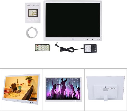 Digital Photo Frame, 15 Inch Digital Photo Frame 1280 * 800 TFT LED Screen with Touch Buttons, MP3 / 4 Movie Player, Alarm Clock (White) in Saudi Arabia