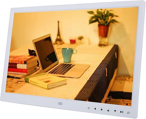 Digital Photo Frame, 15 Inch Digital Photo Frame 1280 * 800 TFT LED Screen with Touch Buttons, MP3 / 4 Movie Player, Alarm Clock (White) in Saudi Arabia