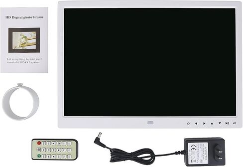 Digital Photo Frame, 15 Inch Digital Photo Frame 1280 * 800 TFT LED Screen with Touch Buttons, MP3 / 4 Movie Player, Alarm Clock (White) in Saudi Arabia