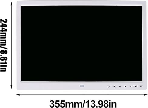 Digital Photo Frame, 15 Inch Digital Photo Frame 1280 * 800 TFT LED Screen with Touch Buttons, MP3 / 4 Movie Player, Alarm Clock (White) in Saudi Arabia