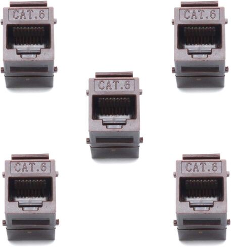 5 قطع من قارنات التوصيل Keystone Cat6 RJ45، قارنات إدراج من أنثى إلى أنثى، بني in Kuwait