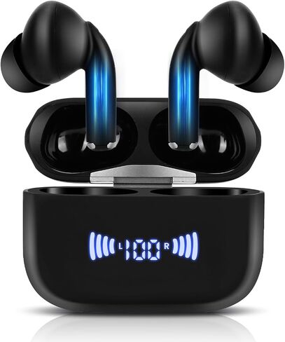 Wireless Earbuds Bluetooth 5.3 Headphones,Stereo Sound Ear Buds with ENC Call Noise Cancelling Mic,48H Playtime LED Display Earphones for Phones Pad Laptop Computer in Saudi Arabia
