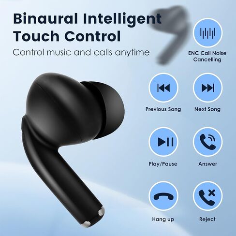 Wireless Earbuds Bluetooth 5.3 Headphones,Stereo Sound Ear Buds with ENC Call Noise Cancelling Mic,48H Playtime LED Display Earphones for Phones Pad Laptop Computer in Saudi Arabia
