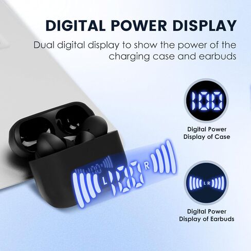 Wireless Earbuds Bluetooth 5.3 Headphones,Stereo Sound Ear Buds with ENC Call Noise Cancelling Mic,48H Playtime LED Display Earphones for Phones Pad Laptop Computer in Saudi Arabia