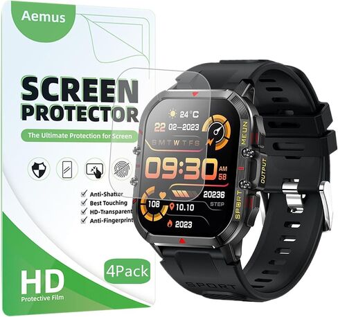 4 Pack Compatible for Tinwoo 1.96" Smart Watch Screen Protector, Full Coverage HD PET Film，Compatible for EarlySincere T21 Smart Watch in Saudi Arabia