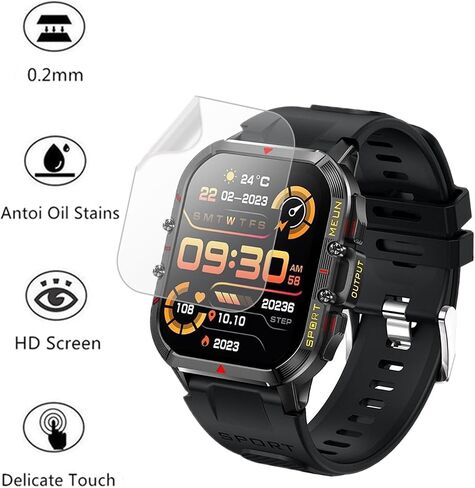 4 Pack Compatible for Tinwoo 1.96" Smart Watch Screen Protector, Full Coverage HD PET Film，Compatible for EarlySincere T21 Smart Watch in Saudi Arabia