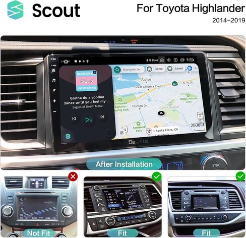 Dasaita with Scout HD 10.2" Android Car Radio for Toyota Highlander 2015 2016 2017 2018 2019 Carplay Android Auto IPS Touch Screen Car Stereo GPS Navigation 4G RAM 64G ROM 1280x720 Head Unit in Saudi Arabia