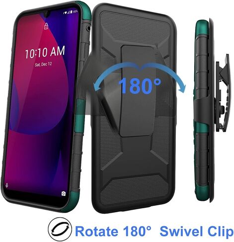 Ailiber متوافق مع حافظة Coolpad Suva، حافظة Coolpad Suva (Boost Mobile) مع واقي شاشة، حافظة بمشبك حزام دوار مع مسند، غطاء عالي التحمل مقاوم للصدمات لكامل الجسم من أجل Suva-Green in Saudi Arabia