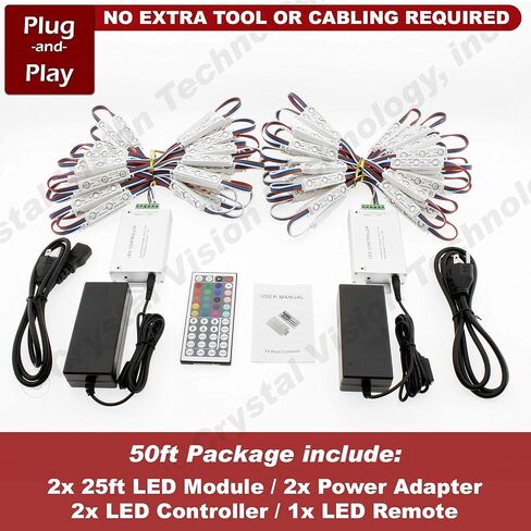Crystal Vision Korean Genuine 5050 Bright LED Module StoreFront Window Kit/Plug-in and Play Pre-Installed/ 50W Made in Korea w/Warranty (RGB 25ft) in Saudi Arabia