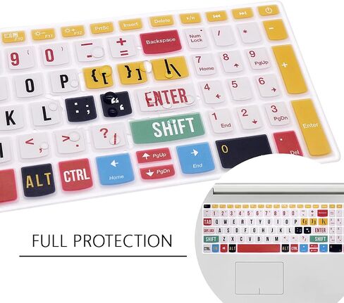 Silicone Keyboard Cover for Lenovo 2020 2019 IdeaPad 15.6" 17.3" 320 330 330s 340s 520 S540 720s 130 S145 L340 S340 V330 V130 |ThinkBook 15 | Ideapad 3 15 15.6" 17.3" Protector Skin,Rainbow Font in Saudi Arabia