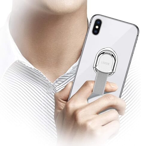 Magnetic Phone Ring Holder, Removable Ergonomic Finger Loop Kickstand with Strap, Phone Gripper for Back of Phone Cases, Compatible with Wireless Charging in Saudi Arabia