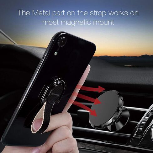 Magnetic Phone Ring Holder, Removable Ergonomic Finger Loop Kickstand with Strap, Phone Gripper for Back of Phone Cases, Compatible with Wireless Charging in Saudi Arabia