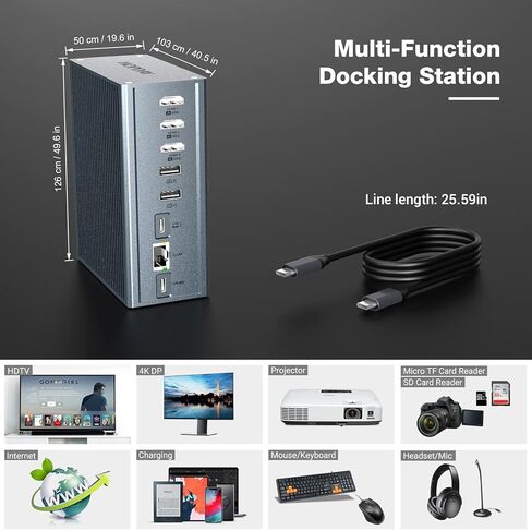16 in 1 USB C Dock, USB C Docking Station, Quadruaple Display Multiport Hub for Laptop and Tablet(10Gbps USB-A/C 3.1, SD/TF Card Reader, 3*HDMI, 100W PD,Gigabit Ethernet, Audio) in Saudi Arabia