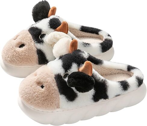 Women's cotton slippers.Cow slippers, frog slippers, pig slippers. Cute animal slippers. Soft and comfortable warm fluffy slippers. in Saudi Arabia