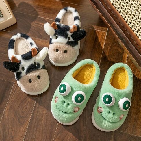 Women's cotton slippers.Cow slippers, frog slippers, pig slippers. Cute animal slippers. Soft and comfortable warm fluffy slippers. in Saudi Arabia