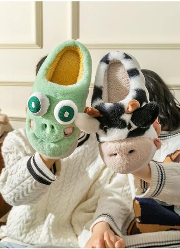 Women's cotton slippers.Cow slippers, frog slippers, pig slippers. Cute animal slippers. Soft and comfortable warm fluffy slippers. in Saudi Arabia