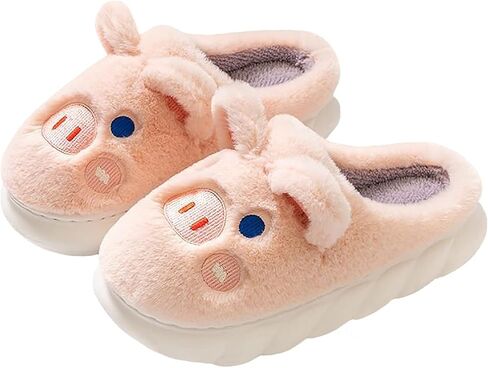 Women's cotton slippers.Cow slippers, frog slippers, pig slippers. Cute animal slippers. Soft and comfortable warm fluffy slippers. in Saudi Arabia