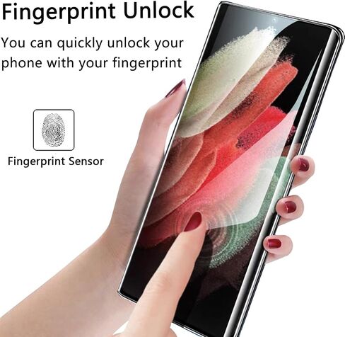 [2+2 Pack] Galaxy S21 Ultra 5G Tempered Glass Screen Protector [9H Hardness][Ultrasonic Fingerprint Unlock][3D Curved] for Samsung Galaxy S21 Ultra 5G HD Tempered Glass Protector in Saudi Arabia