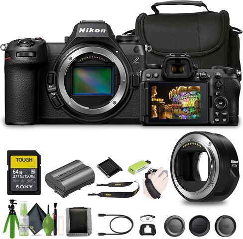 Nikon Z6 III FX-format Mirrorless Camera + 64GB SF-M Tough Series Memory Card + Card Reader + Hand Strap + 3 Piece Filter Kit + 12 Inch Flex Tripod + Nikon FTZ II Mount Adapter + More (Renewed) in Saudi Arabia