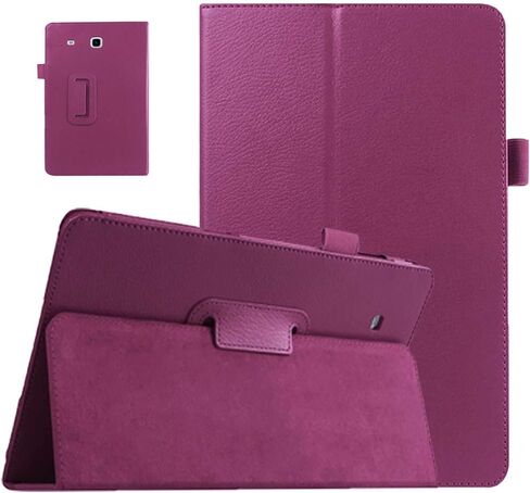 حافظة Galaxy Tab E 9.6 - حافظة جلدية رفيعة قابلة للطي لجهاز سامسونج جالاكسي تاب E 9.6 بوصة (تناسب جميع الإصدارات SM-T560 T561 T565 وSM-T567V) - أرجواني in Saudi Arabia