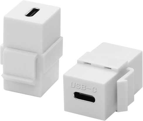 QIANRENON 10 جيجابت في الثانية USB C كيستون جاك محول USB3.1 نوع C أنثى إلى أنثى مقبس حجر الزاوية USB C كيستون لوحة الحائط وحدة موصل 100 واط شحن، للوحة التصحيح لوحة الحائط، أبيض، قطعتان in Saudi Arabia