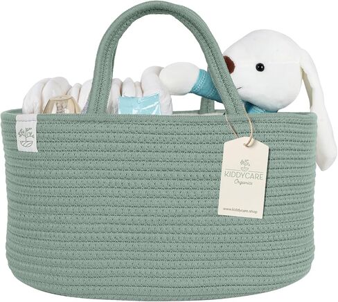 KiddyCare Diaper Caddy Baby Organizer Cart for Nursery | Car Diaper Caddy for Baby Boy/Girl | Baby Bath Storage/Shower Basket Gift for Changing Table with Handle Lid | Diaper Holder | Blue Large in Saudi Arabia