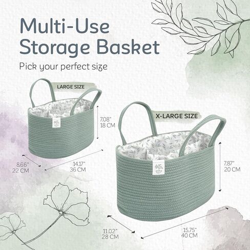 KiddyCare Diaper Caddy Baby Organizer Cart for Nursery | Car Diaper Caddy for Baby Boy/Girl | Baby Bath Storage/Shower Basket Gift for Changing Table with Handle Lid | Diaper Holder | Blue Large in Saudi Arabia