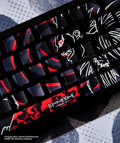 أغطية مفاتيح Death Note Ryuk PBT Dye Sub للوحة مفاتيح الألعاب الميكانيكية، ومفاتيح Cherry MX، طباعة جانبية مخصصة، دعم ANSI ISO، تصميم أمريكي in Kuwait