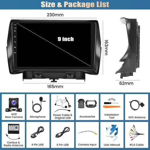 [2+64G] ستيريو سيارة Android 13 لسيارة Ford Escape Kuga 2013-2019 مع Carplay اللاسلكي وAndroid Auto، راديو سيارة بشاشة تعمل باللمس 9 بوصة مع GPS WiFi Bluetooth FM/RDS SWC AUX-in+AHD كاميرا احتياطية in Saudi Arabia