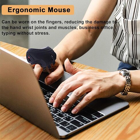 ماوس لاسلكي بلوتوث ماوس حلقي محمول يمكن ارتداؤه وقابل لإعادة الشحن، ماوس إصبع صغير مريح 1000 نقطة في البوصة، ماوس إبهام خفيف الوزن محمول باليد لأجهزة الكمبيوتر المحمول والكمبيوتر اللوحي والكمبيوتر والهاتف iOS Windows in Kuwait
