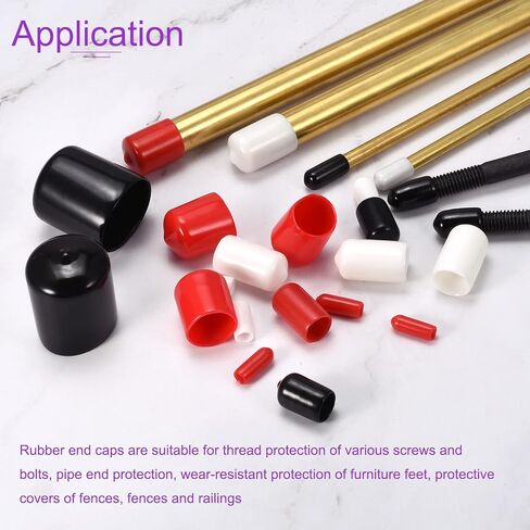 DMiotech 40 Pack 9/32" 3/8" 1/2" 13/16" ID Red Screw Thread Protectors Rubber End Caps Bolt Covers for Screw Bolt Furniture Pipe in Saudi Arabia