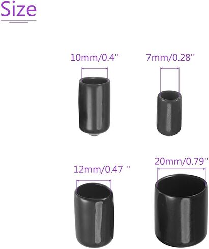 DMiotech 40 Pack 9/32" 3/8" 1/2" 13/16" ID Red Screw Thread Protectors Rubber End Caps Bolt Covers for Screw Bolt Furniture Pipe in Saudi Arabia